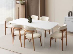 Beyaz / Masa + 6 Sandalye