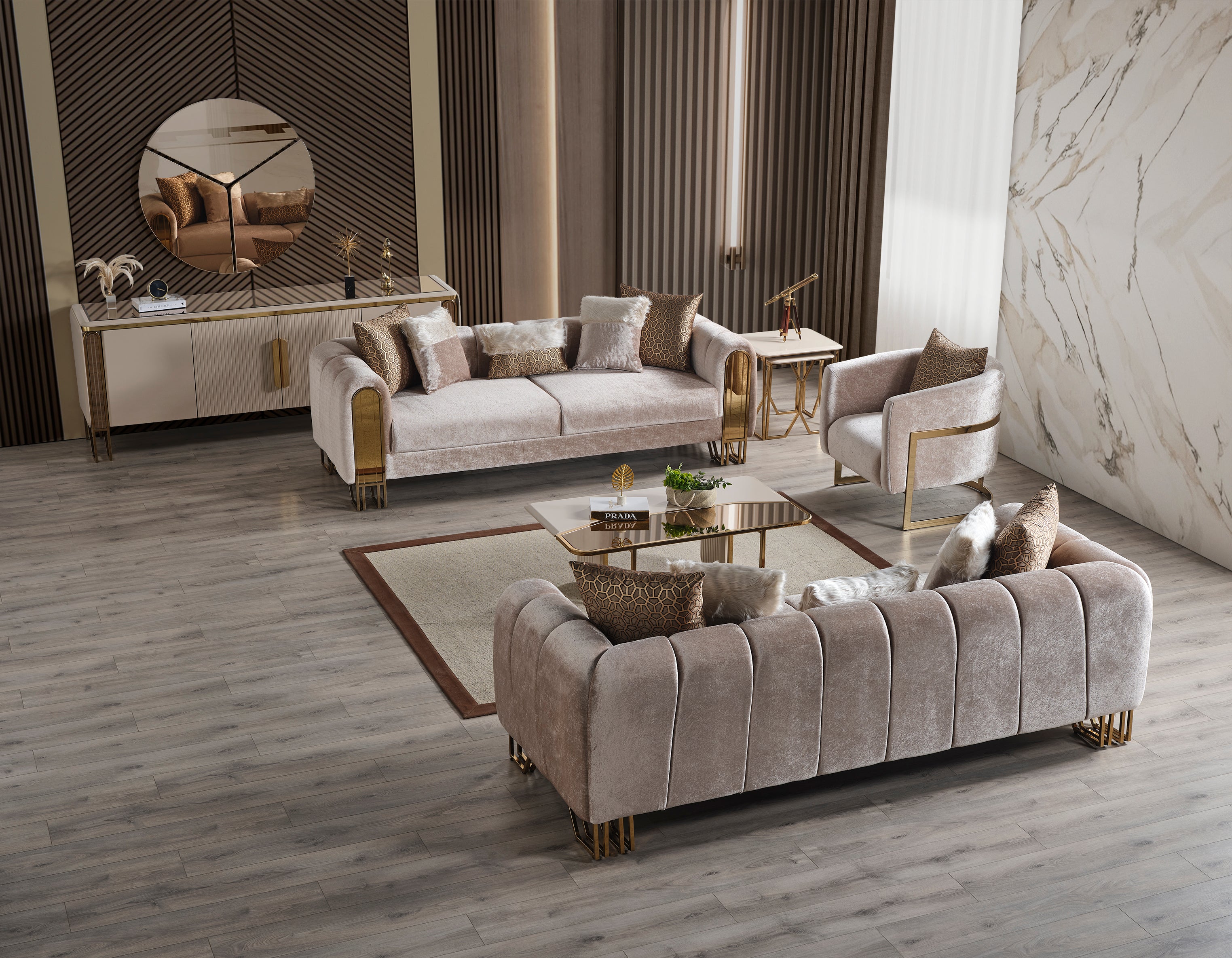Solo Gold Koltuk Takımı Modern Koltuk Takımı ürün görseli 4